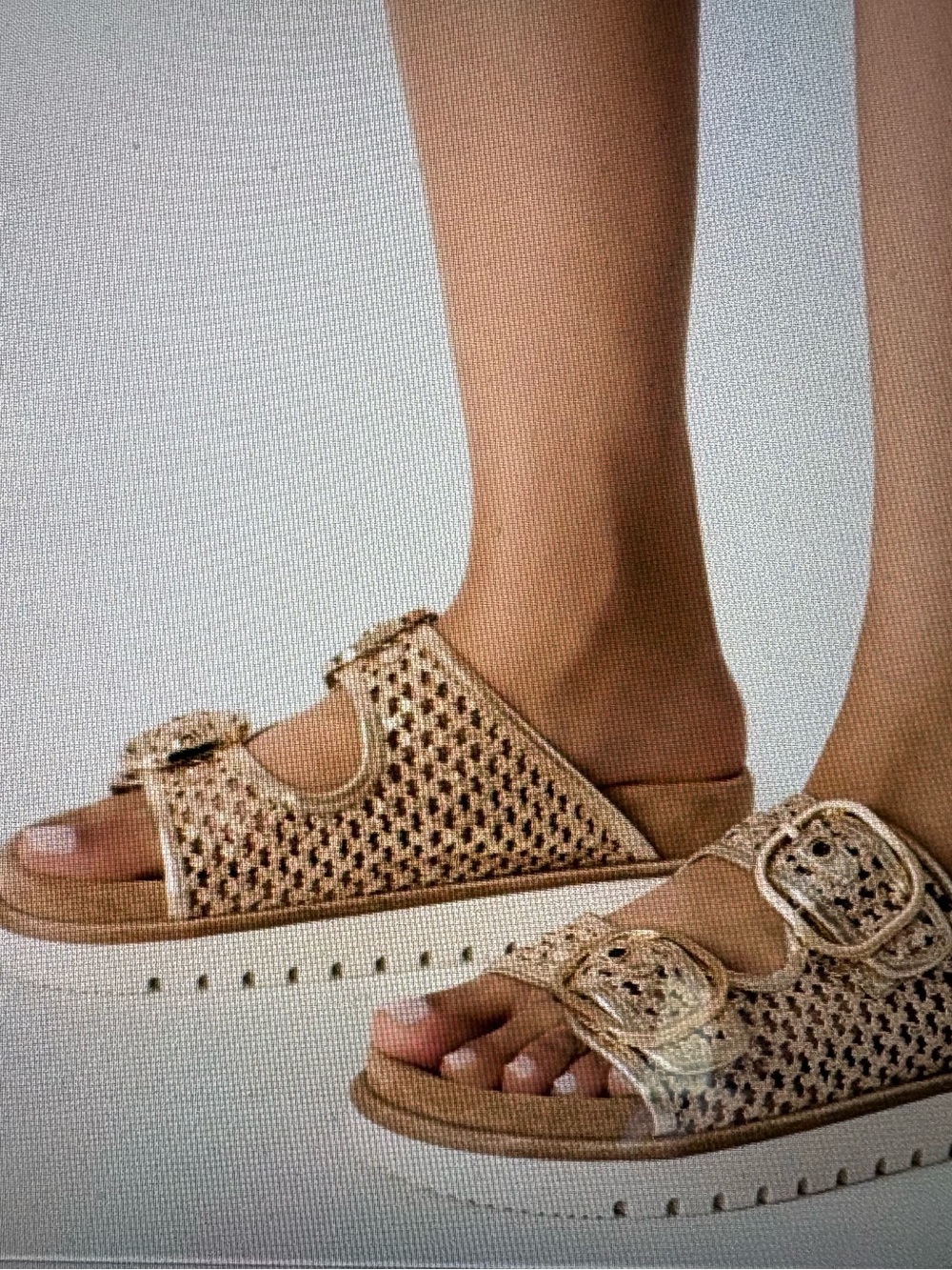 Shelby Gold Slide Sandals with Buckle Detail